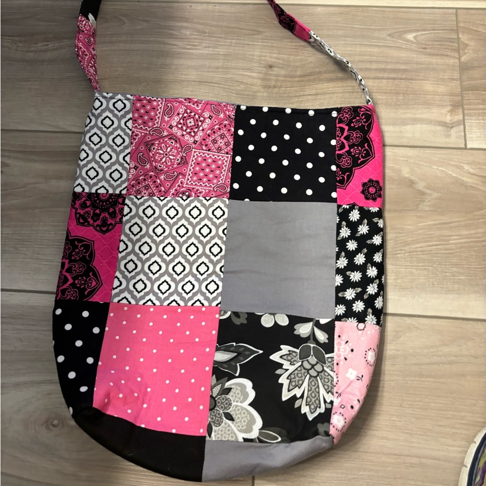 Pink and black and white crossbody